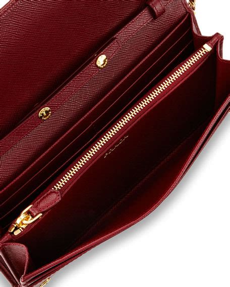 prada saffiano wallet on a chain red|Prada saffiano wallet sale.